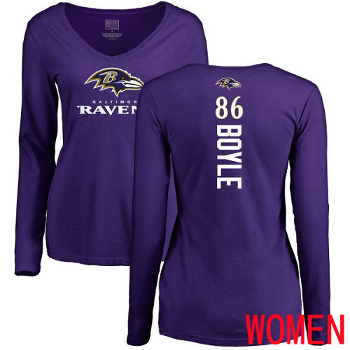 Baltimore Ravens Purple Women Nick Boyle Backer NFL Football #86 Long Sleeve T Shirt->youth nfl jersey->Youth Jersey